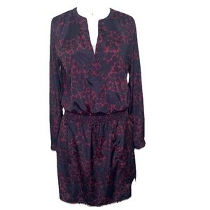 Gap Floral Mini Dress in Navy and Burgundy, Drop Waist size M